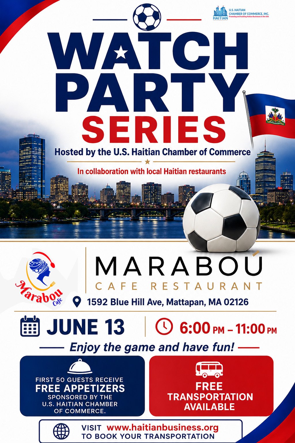 Haiti World Cup Watch Party at Marabou Café
