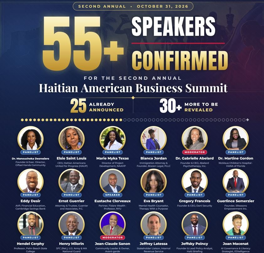 With 55 Speakers Confirmed and a 14-State Expansion, Haitian American Business Summit Builds National Momentum Ahead of October 31